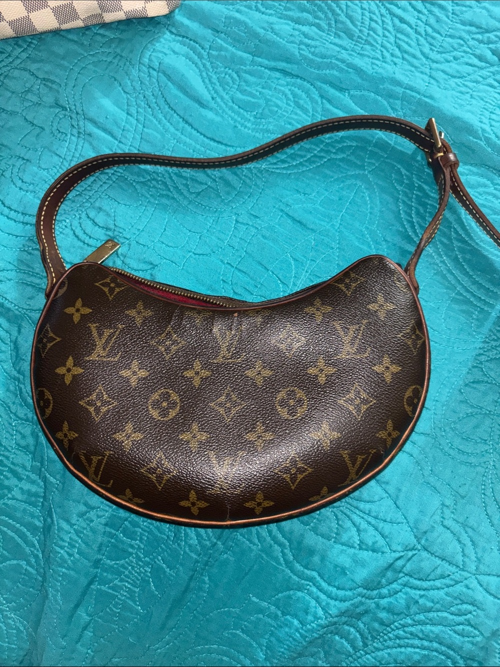 Louis Vuitton Monogram Crescent Shoulder Bag with Brown Trim